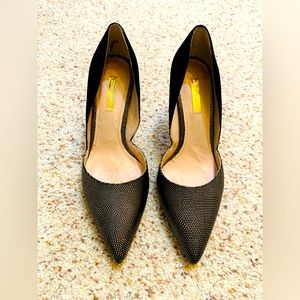 Louise et Cie black and gold speckled sleek heels
